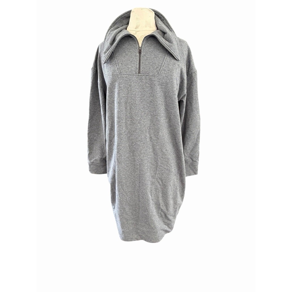 Nordstrom Gray Sweatshirt Dress 1/4 zip up small Tradwife Minimalist‎ Lagenlook